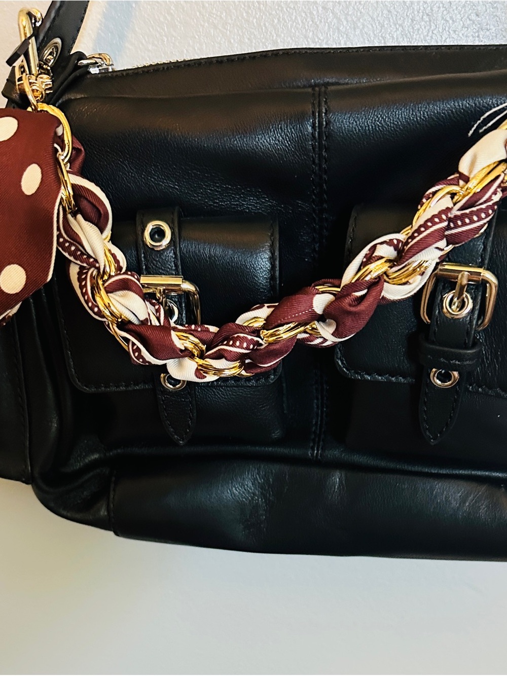 Free People Black Leather Shoulder Bag with Grommet Strap - Picture 5 of 7
